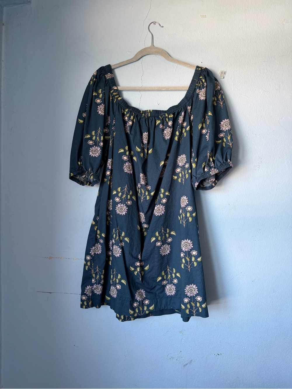 Old Navy Navy Floral Off-Shoulder Mini Dress